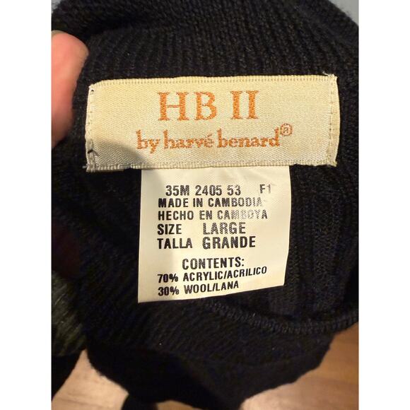 HB II by Harvé Benard Black Cable Knit Mock Neck Sweater – Size Large - Picture 3 of 4